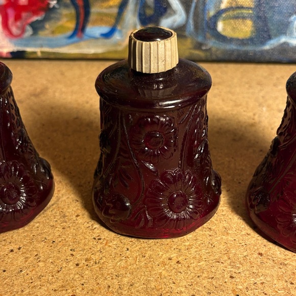 Vintage Burgundy Glass Candle Holders - Picture 2 of 4
